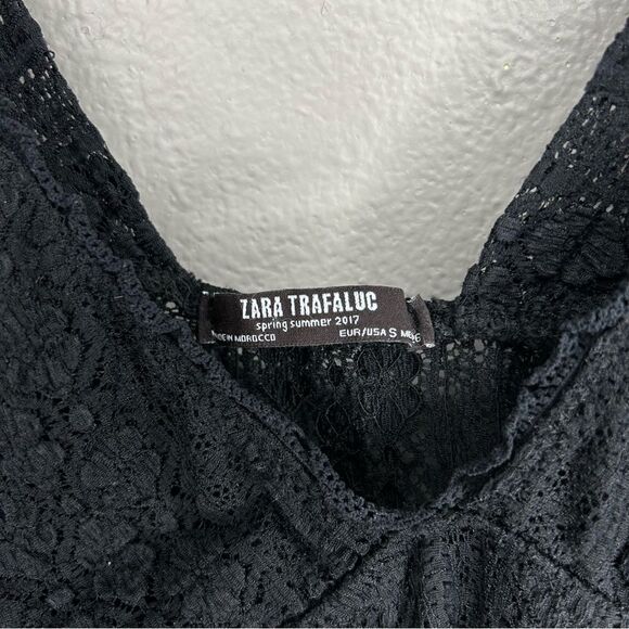 ZARA black sheer floral lace striped bodysuit women's size small - Picture 8 of 10